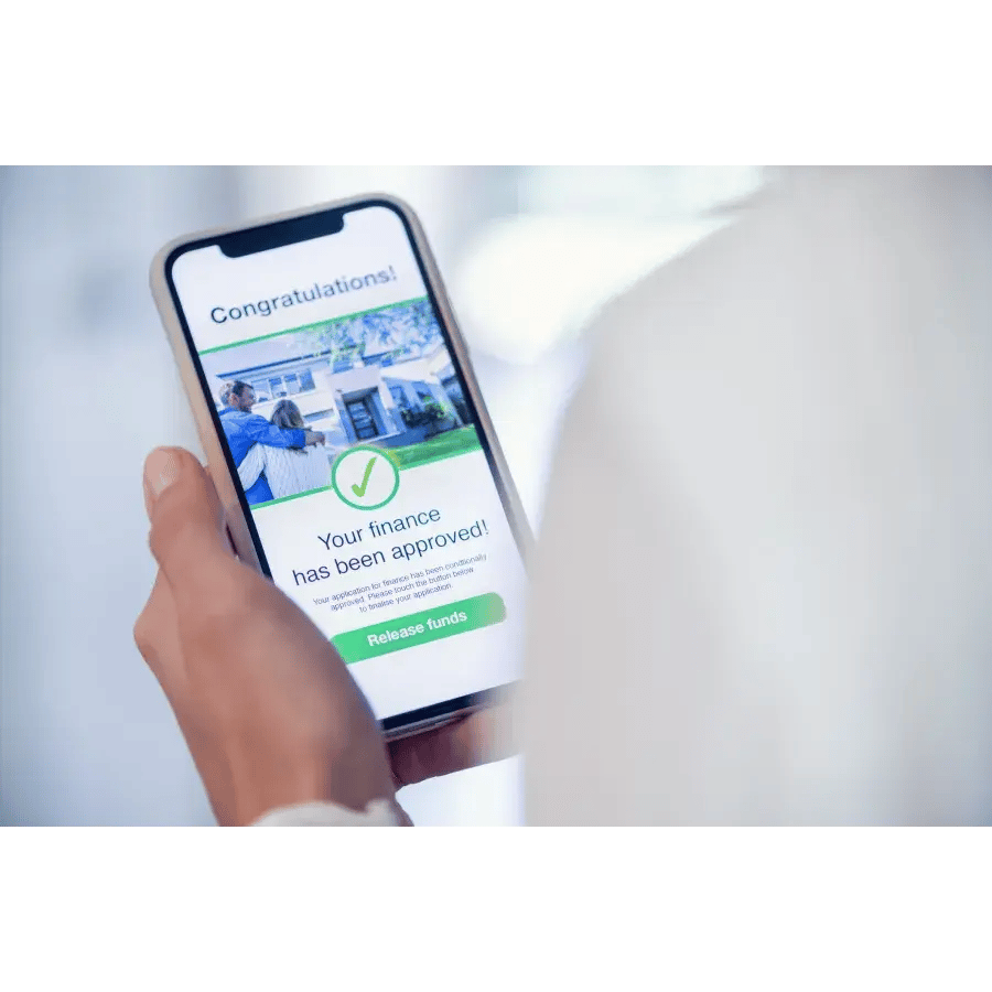Smartphone displays the message 